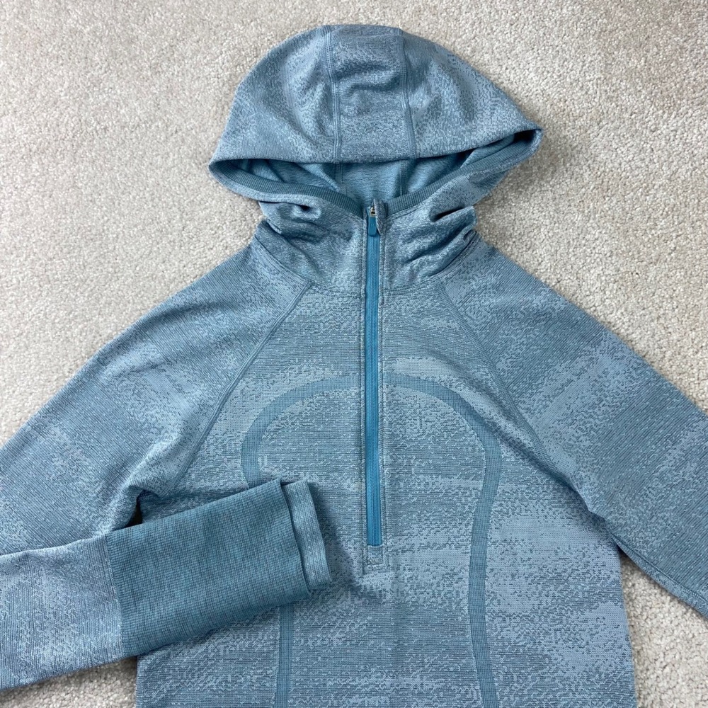 lululemon athletica Light Blue Half-Zip Hooded Sweatshirt